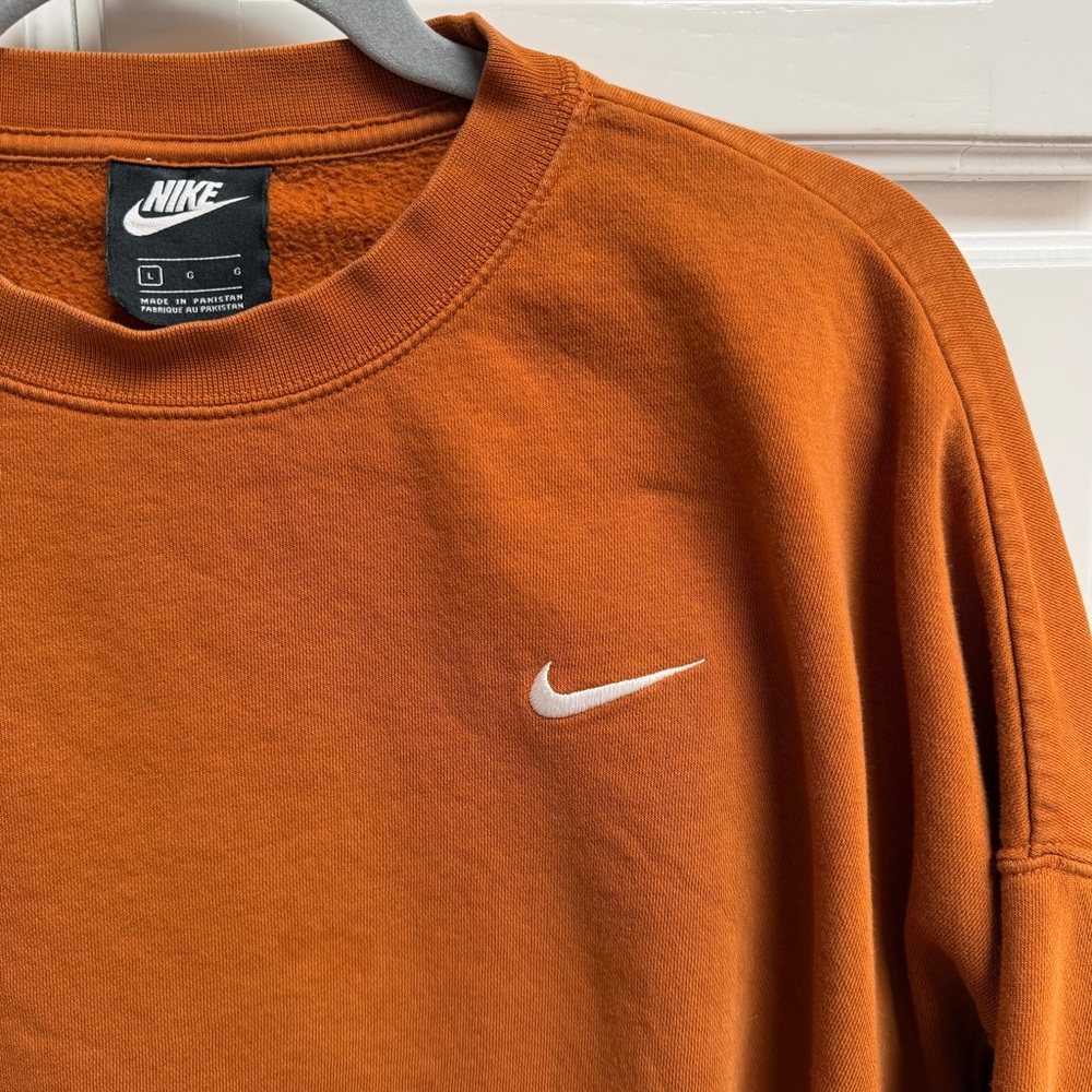 Nike Essential Cropped Crewneck Sweatshirt Burnt Orange Size Large - Picture 5 of 9